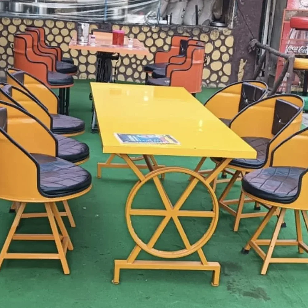 Reclaimed Bike Rim 6 Seater Dining Set - Furniture & Interiors by Upcycle Furnishing India
