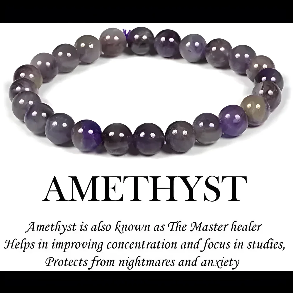 Natural Amethyst 8 MM Beaded Bracelet - Gems & Jewelry by Sarah Agate