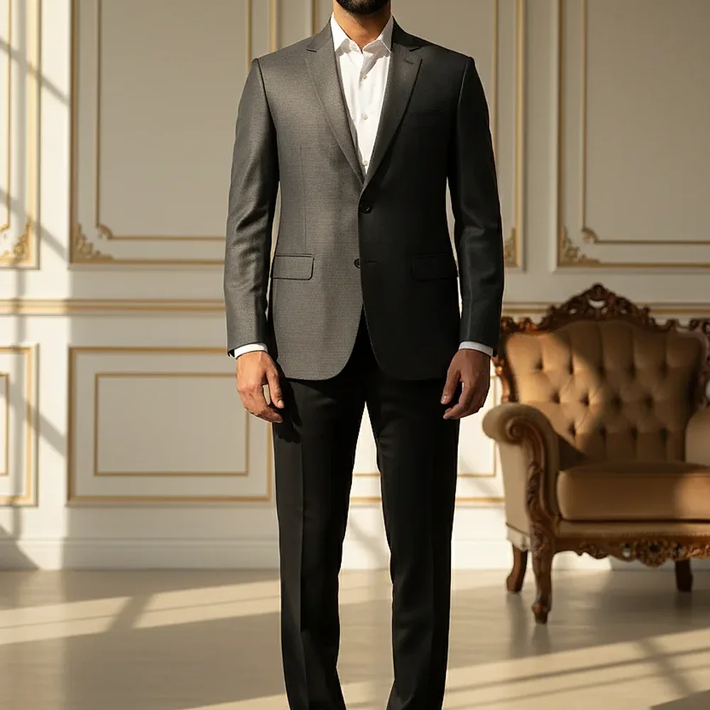 Men's Charcoal Grey Wool Slim-Fit Blazer - Textiles & Apparel by G M Apparels
