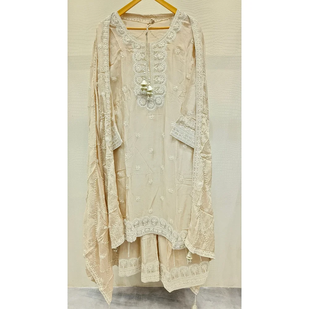 Embroidered Chiffon and Raw Silk Formal Wear - Textiles & Apparel by Ayzel Pvt. Ltd.