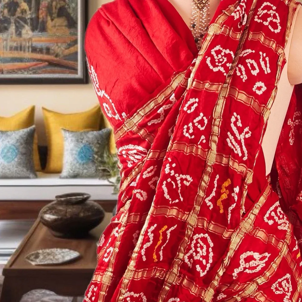 Cotton Bandhani Saree for Festive Occasions - Textiles & Apparel by Aamena Bandhani
