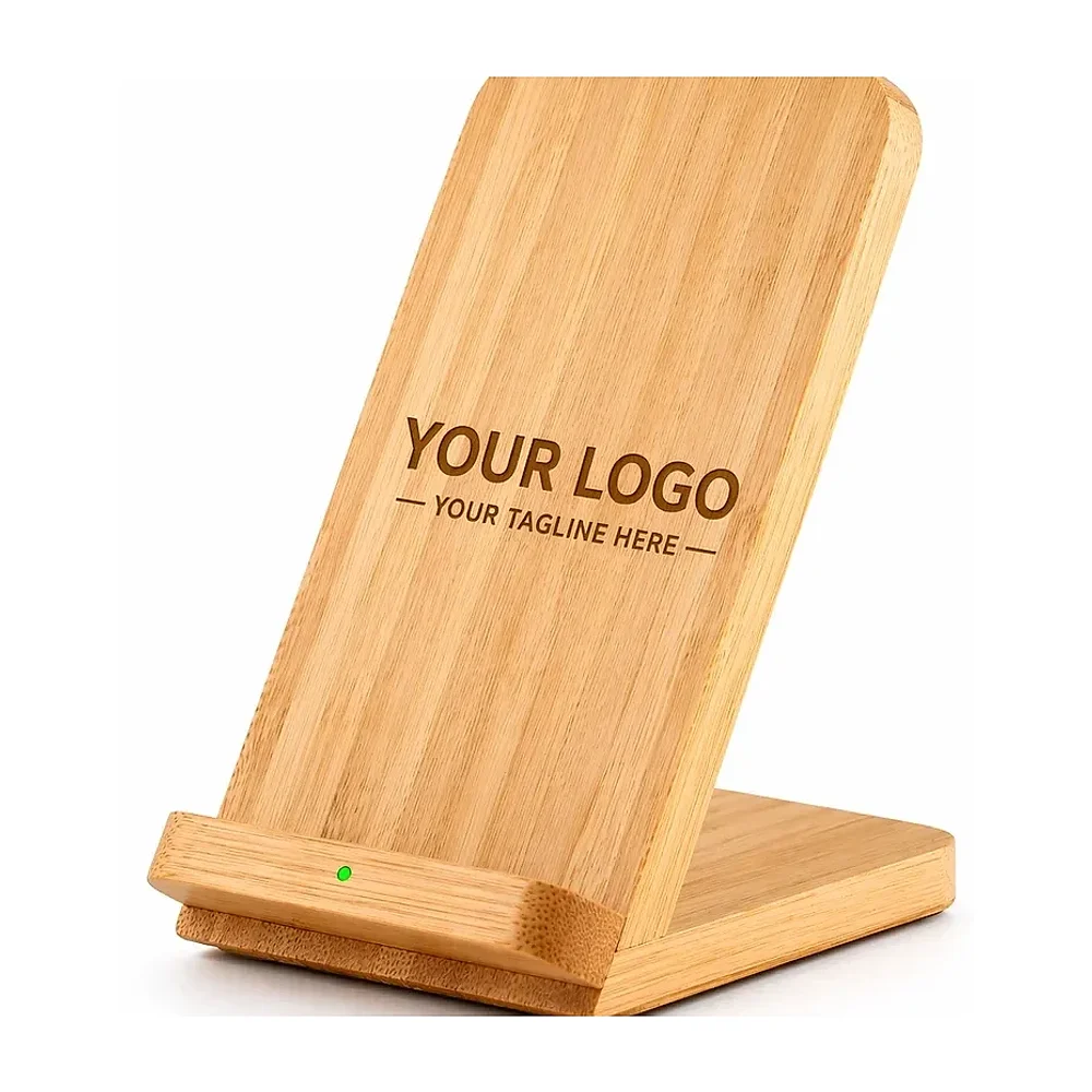 Customized Bamboo Wireless Charger 10W – Eco-friendly Corporate Gift With Logo - Electronics & Electrical by Rudraksh Enterprises