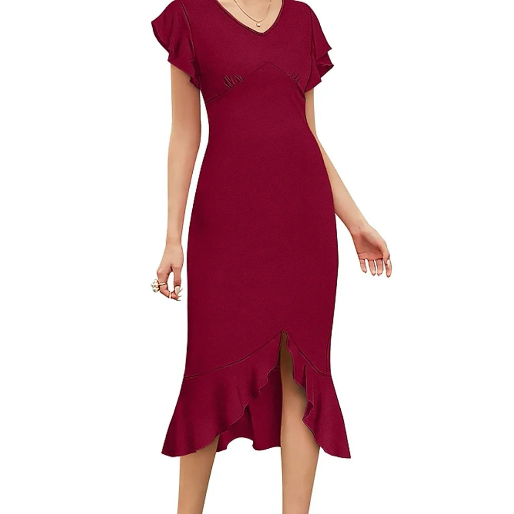 Maroon Maxi Dress S - Textiles & Apparel by Cara Exim