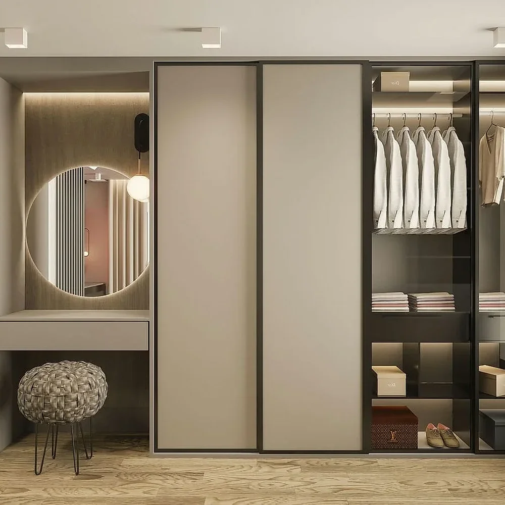 Hinged Wardrobe with Integrated Vanity - Furniture & Interiors by Atri Designs and Constructions