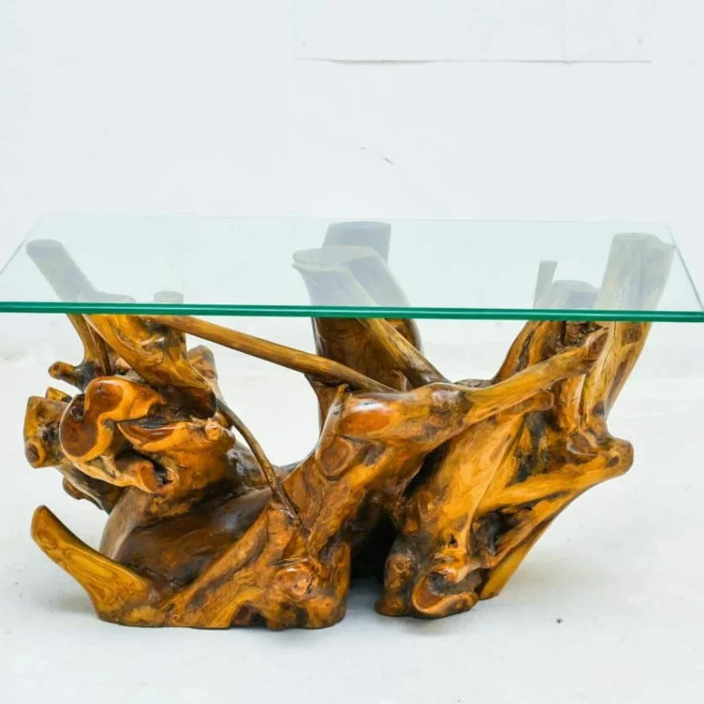 Teak Root Sculpted Coffee Table - Furniture & Interiors by Ubaid Crafts