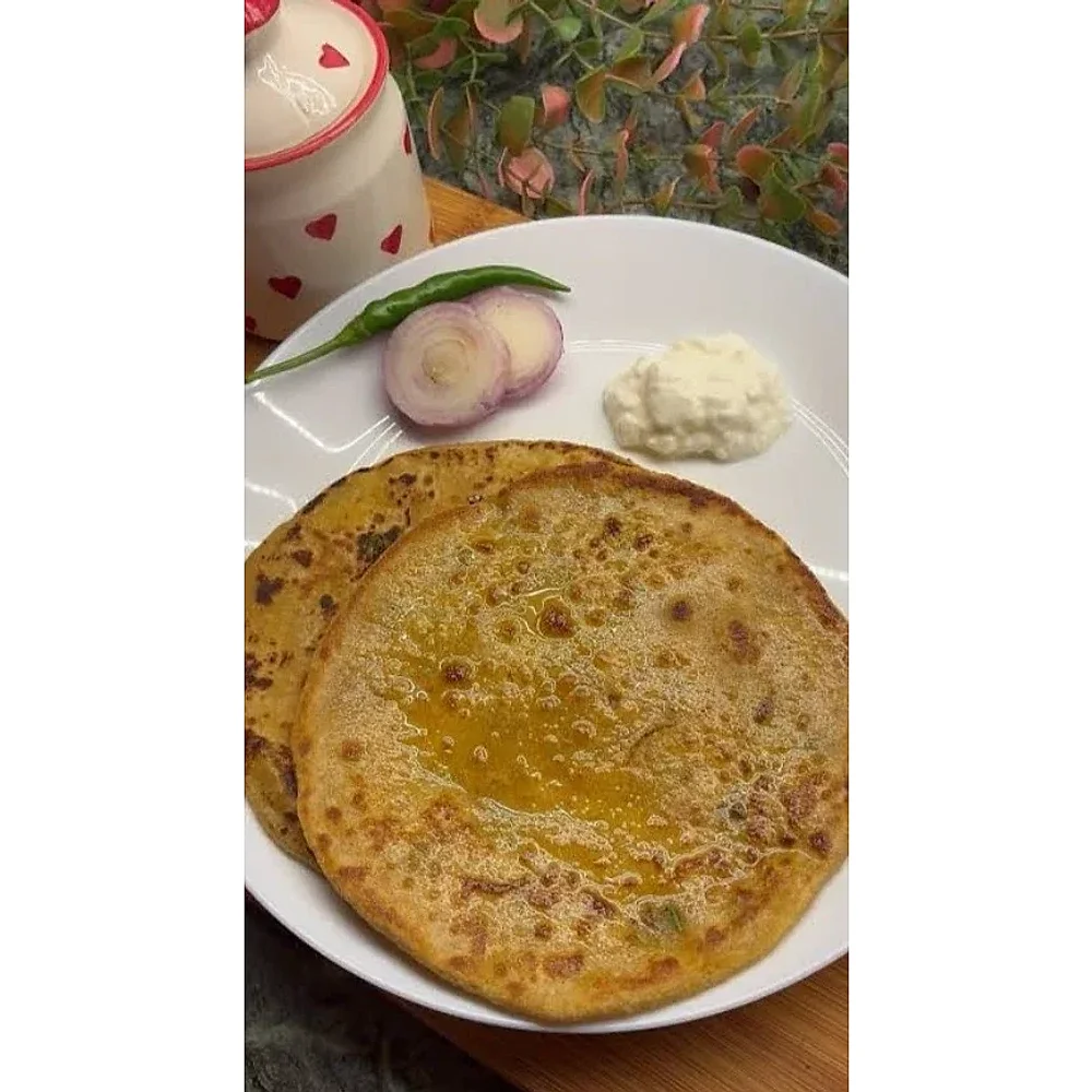 High Protein Kale Chane Ke Paranthe with Curd & Butter (2 Pcs) - Food & Agriculture by Virsa