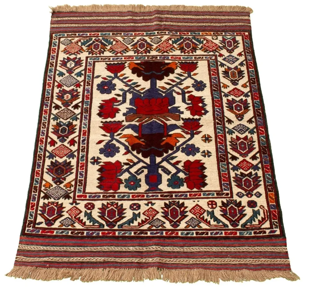 Hand-Knotted Wool Tribal Area Rug - Textiles & Apparel by Indflying