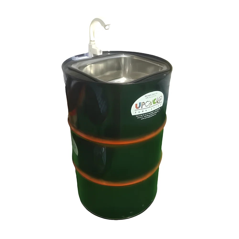 Repurposed Drum Wash Basin with Plastic Tap - Construction & Building Materials by Upcycle Furnishing India