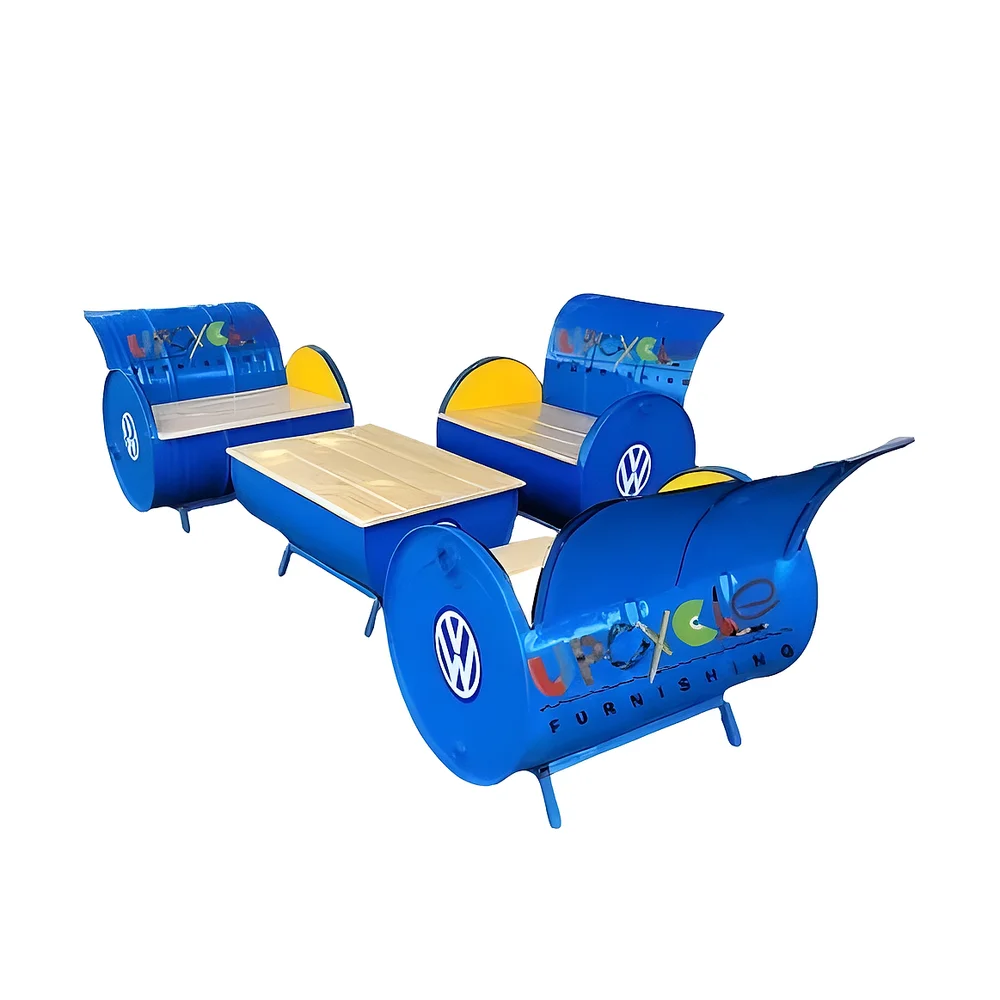 6 Seater Outdoor Teak Wood Sofa with Coffee Table - Furniture & Interiors by Upcycle Furnishing India