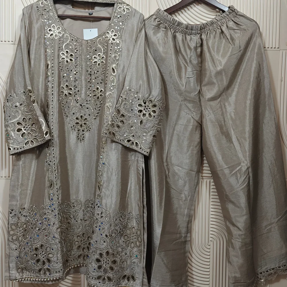 Embroidered Chiffon Raw Silk Suit Set - Textiles & Apparel by Ayzel Pvt. Ltd.