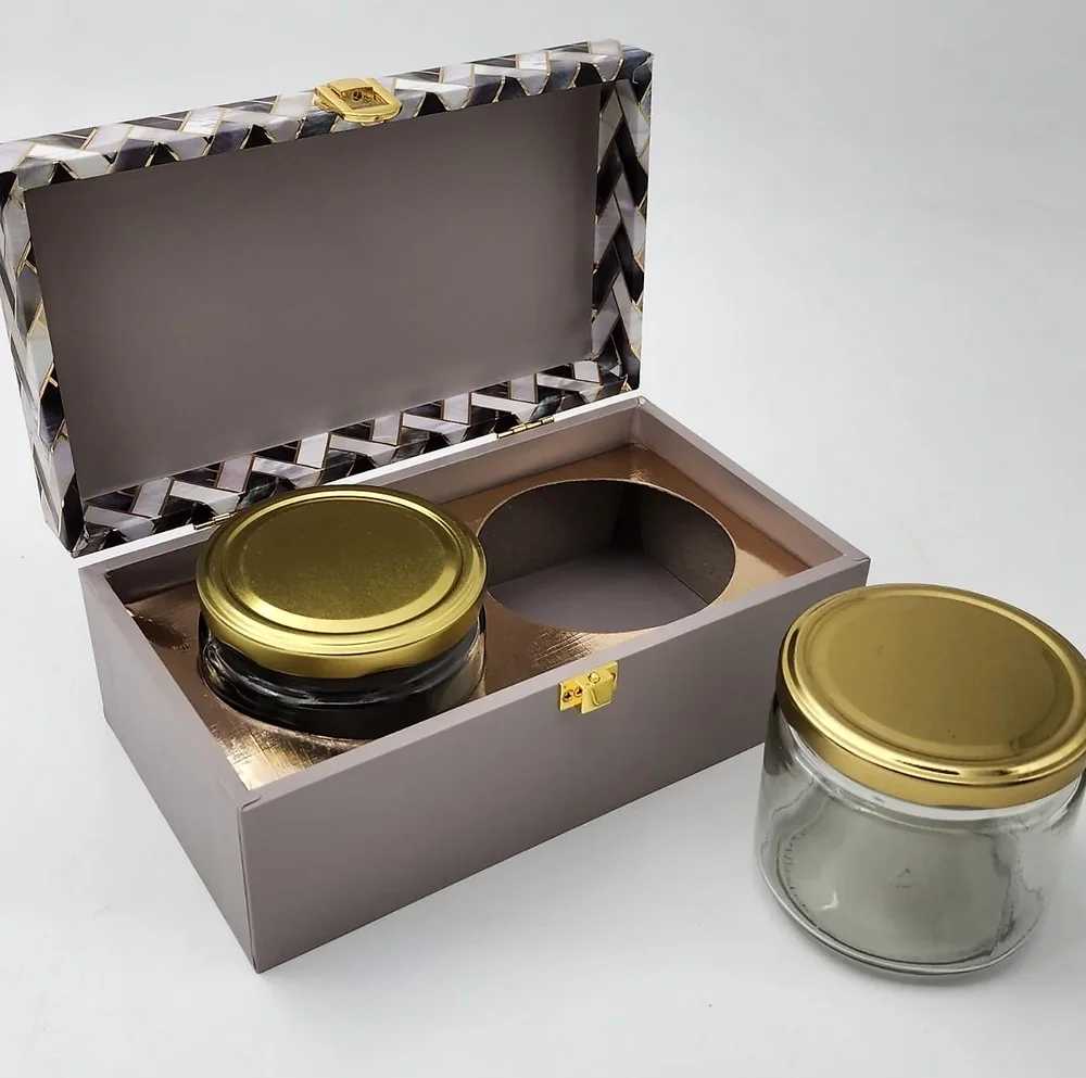 Foil Stamped Reusable Wooden Packaging Box with Lid - Home & Kitchen by Hindustan Handmade Paper Products