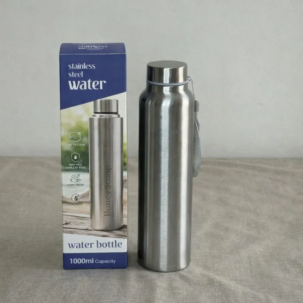 SS 304 Single Wall Sports Water Bottle 1000ml - Home & Kitchen by Shree Anant International