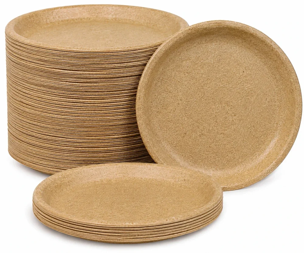 8 Inch Rice Husk Disposable Plates - Home & Kitchen by Winmatech Solutions