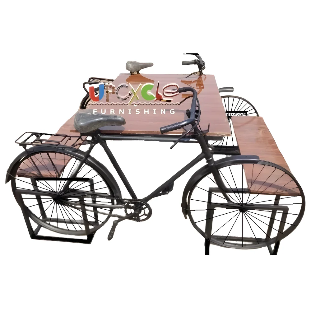 6 Seater Cycle Sitting Table - Furniture & Interiors by Upcycle Furnishing India