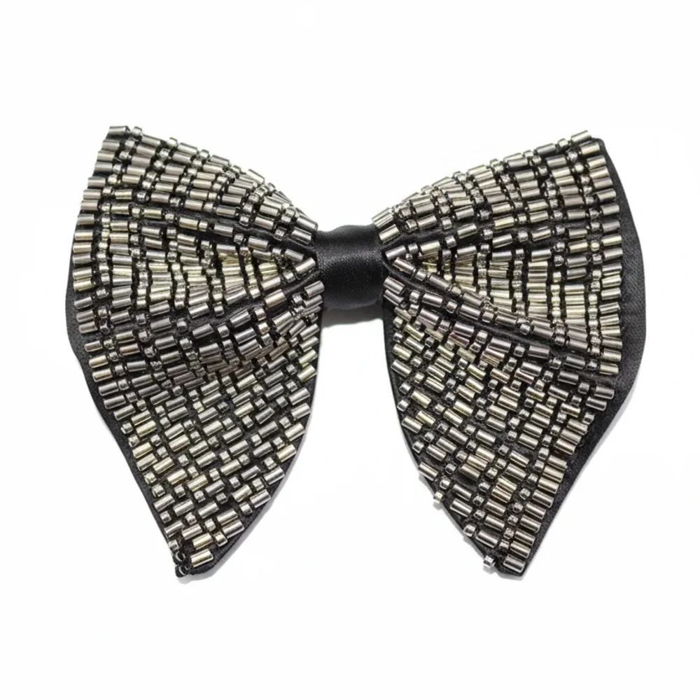 Men's Hand-Embroidered Beaded Bow Tie - Textiles & Apparel by G M Apparels