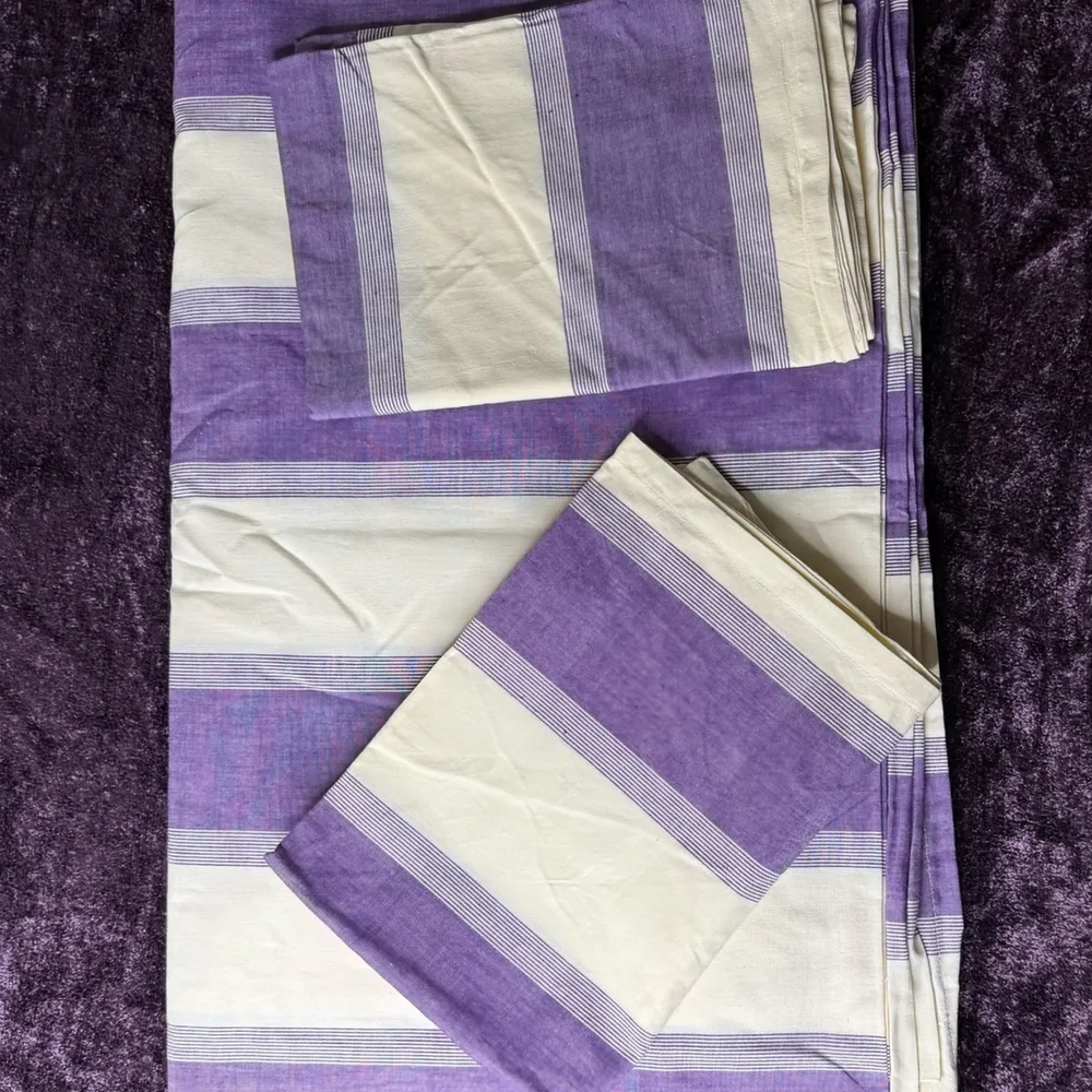Purple Handloom Bedsheet Pillow Cover Set - Textiles & Apparel by Ains Overseas