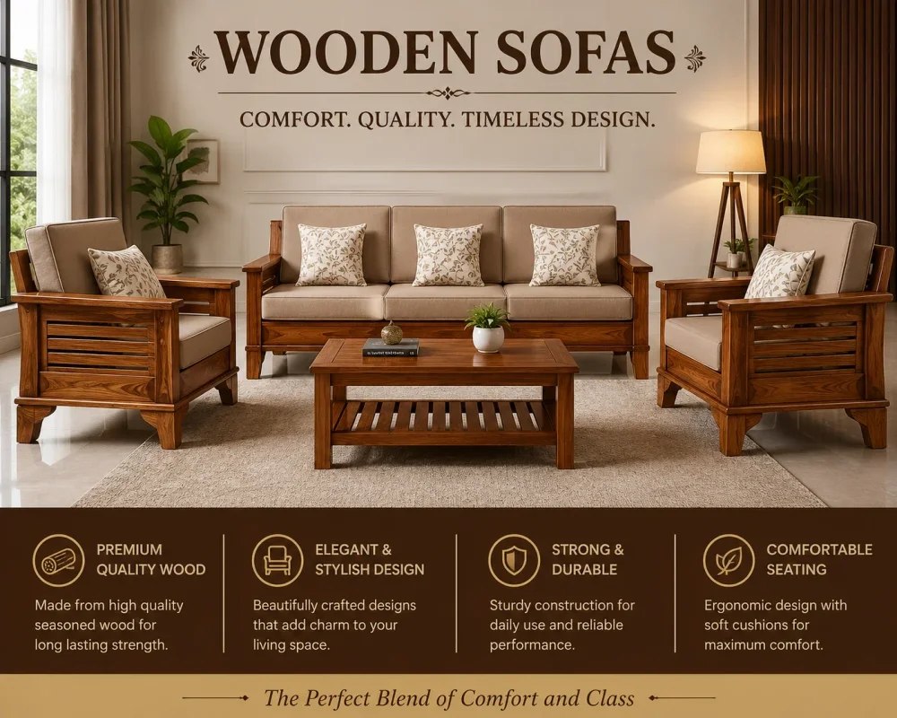 Solid Wood Sofa Set - Furniture & Interiors by Bismillah Labour Wood Work
